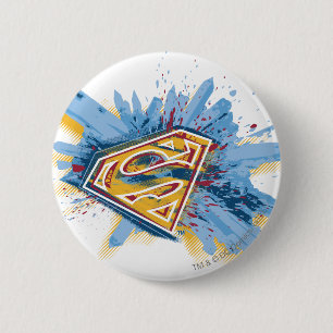 Macaron Rond 5 Cm Superman Stylisé  Logo Splash