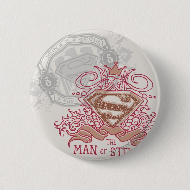 Macaron Rond 5 Cm Superman Stylized | Drawn with Crown Logo (Devant)