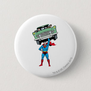 Macaron Rond 5 Cm Superman tient une voiture
