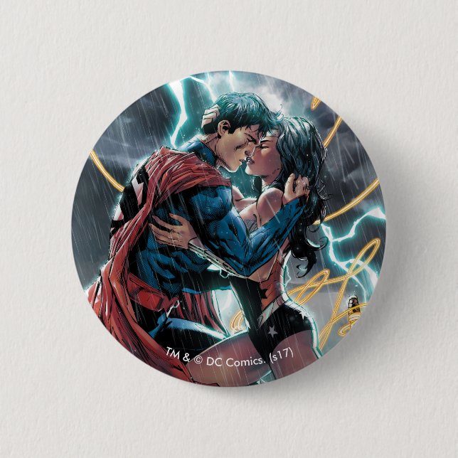 Macaron Rond 5 Cm Superman/Wonder Woman Comic Art promotionnel (Devant)