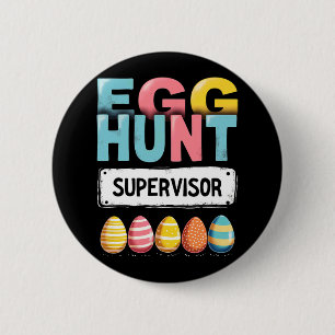Macaron Rond 5 Cm Superviseur de la chasse aux oeufs de Pâques