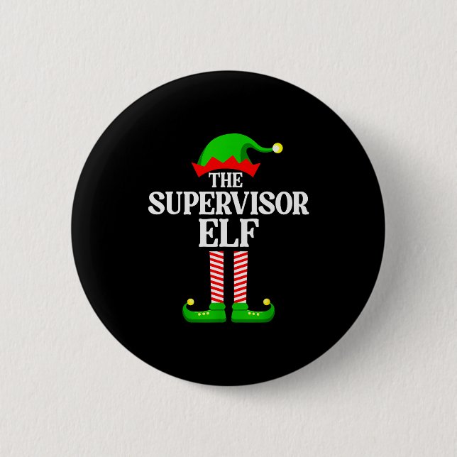 Macaron Rond 5 Cm Supervisor Elf Family Matching Group Funny Christm (Devant)