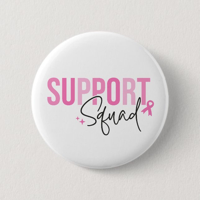 Macaron Rond 5 Cm Support Squad Breast Cancer Pink Ribbon Awareness (Devant)