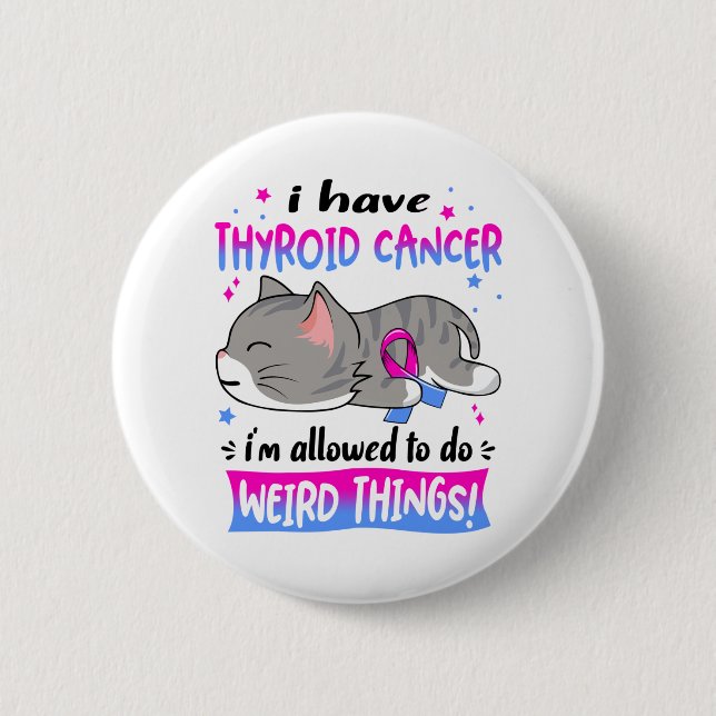 Macaron Rond 5 Cm Support Thyroide Cancer Awareness Ribbon (Devant)