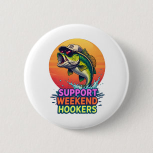 Macaron Rond 5 Cm Support Weekend S - Drôle de pêche dessin de dessi