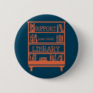 Macaron Rond 5 Cm Support Your Local Library - Book Lover's