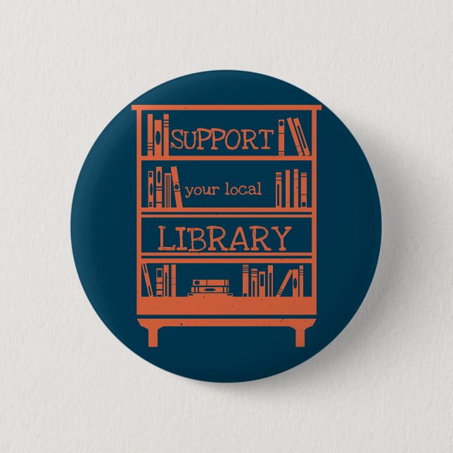 Macaron Rond 5 Cm Support Your Local Library - Book Lover's (Devant)