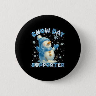 Macaron Rond 5 Cm Supporter de journée de neige Bonhomme de neige fl
