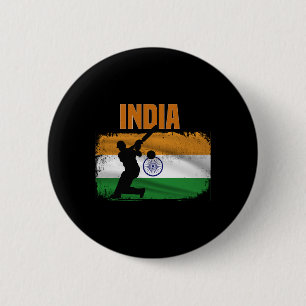 Macaron Rond 5 Cm Supporters de cricket indien Fans de cricket indie