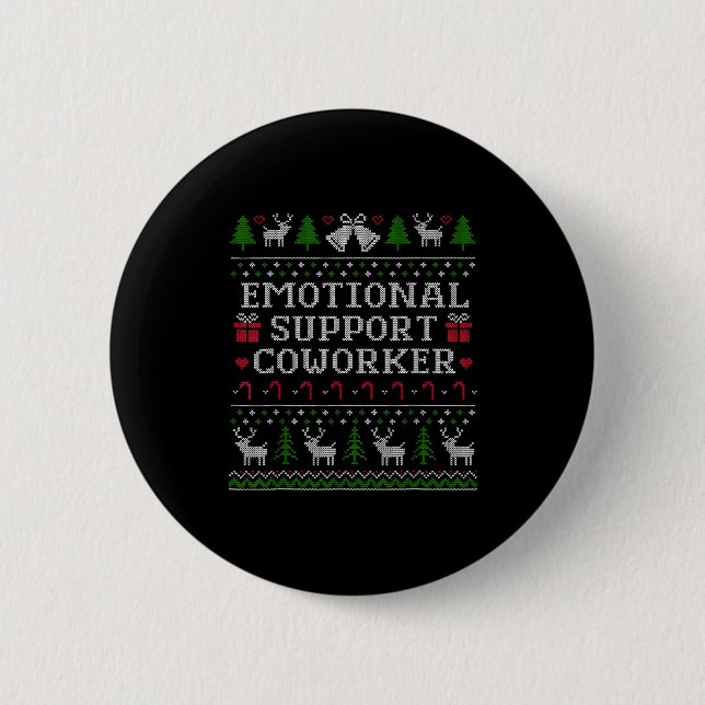 Macaron Rond 5 Cm Suprt Coworker Retro Ugly Christmas Saying Quote  (Devant)