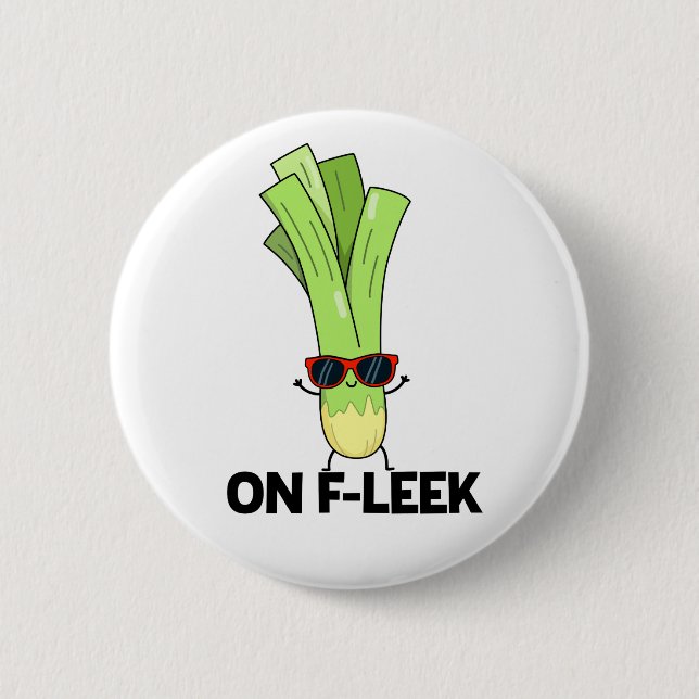 Macaron Rond 5 Cm Sur Fleek Funny Veggie Leek Pun (Devant)