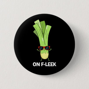 Macaron Rond 5 Cm Sur Fleek Funny Veggie Leek Pun Dark BG