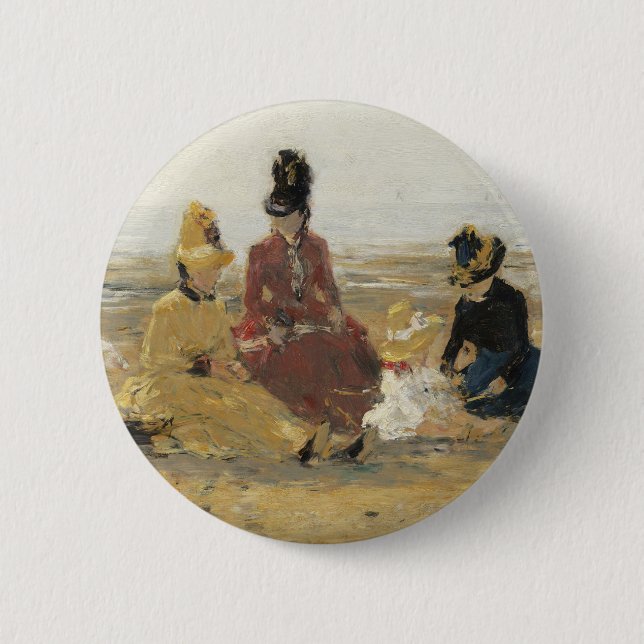 Macaron Rond 5 Cm Sur la plage, Trouville| 1887 (Devant)