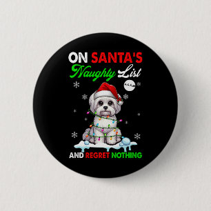 Macaron Rond 5 Cm Sur Père Noël Xmas Naughty List Regret Nothing Pèr