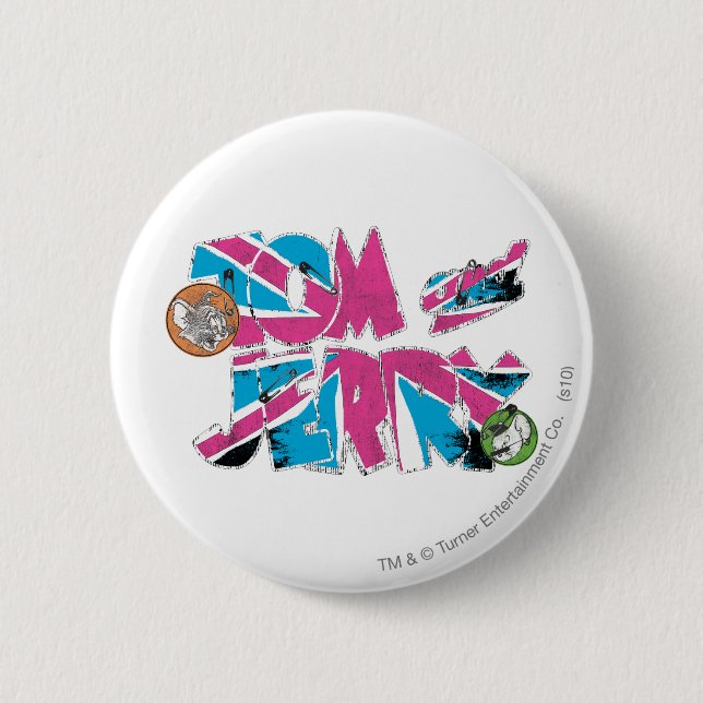Macaron Rond 5 Cm Surcharge Tom et Jerry UK (Devant)