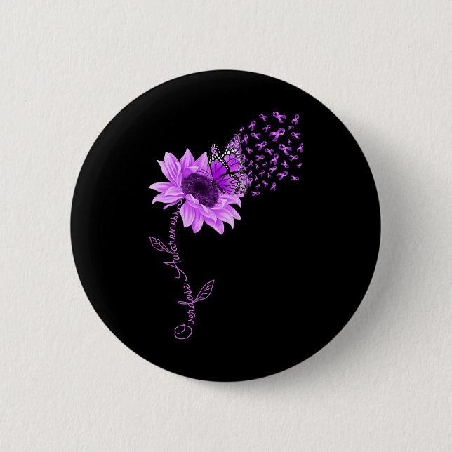 Macaron Rond 5 Cm Surdose de tournesol violet de papillon (Devant)