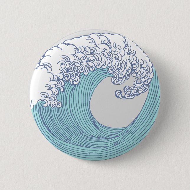 Macaron Rond 5 Cm Surf asiatique japonais Vague Art Ocean Art (Devant)