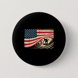 Macaron Rond 5 Cm Surf Cool Pour Hommes Femmes 4 Juillet Drapeau Amé