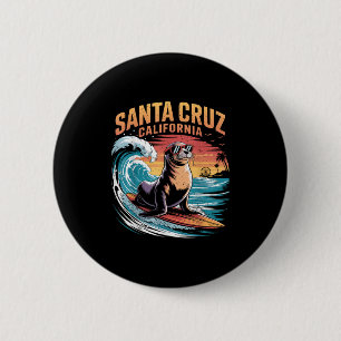 Macaron Rond 5 Cm Surfer Surf les années 70 80s Père Noël Cruz Calif