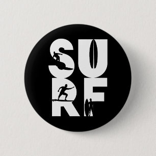 Macaron Rond 5 Cm Surfeur avec planches de surf dans le cavalier de