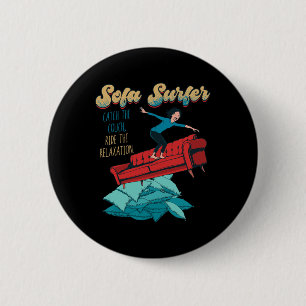 Macaron Rond 5 Cm Surfeur de canapé Surfing sur canapé Paresseux Fai
