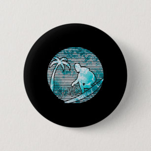 Macaron Rond 5 Cm Surfeur Rétro Soleil Vintage Surf Planche de Surf