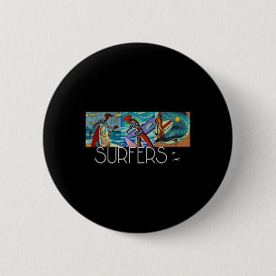 Macaron Rond 5 Cm Surfeurs Mid-century Modern Cubisme Impressionnist