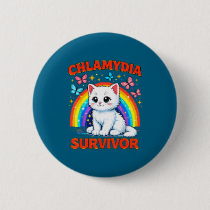 Macaron Rond 5 Cm Survivant Chlamydia T-shirt Sarcastique Petit Chat