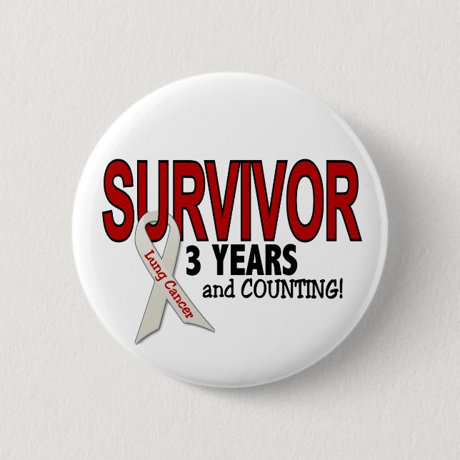 Macaron Rond 5 Cm Survivant de cancer de poumon 3 ans (Devant)