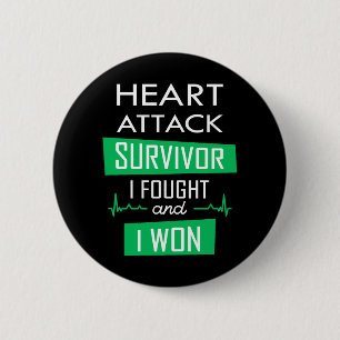 Macaron Rond 5 Cm Survivant de l'attaque cardiaque, je me suis battu