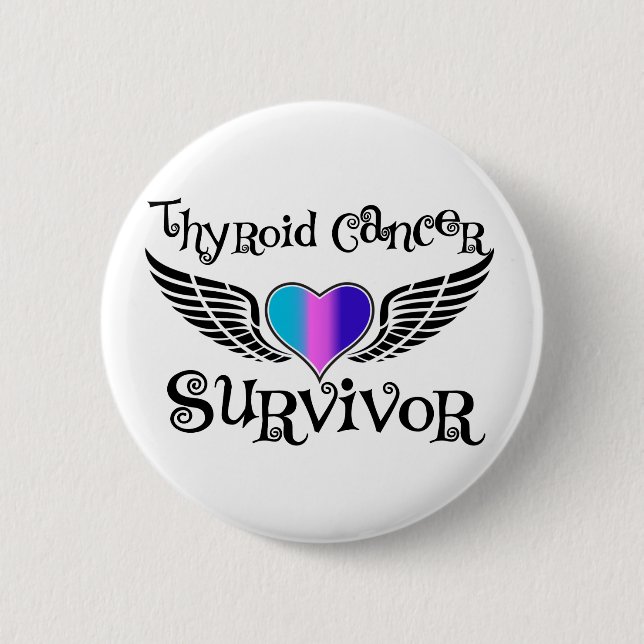 Macaron Rond 5 Cm Survivant du cancer de la thyroïde (Devant)