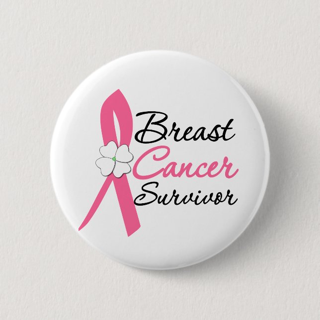 Macaron Rond 5 Cm Survivant du cancer du sein (Devant)