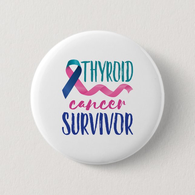 Macaron Rond 5 Cm Survivant du cancer du thyroïde (Devant)