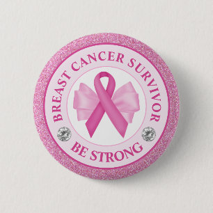 Macaron Rond 5 Cm Survivant du Ruban de sensibilisation au cancer du
