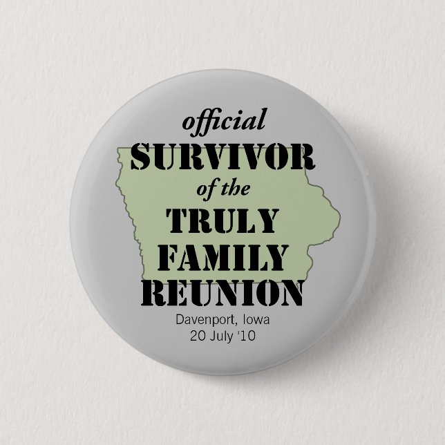 Macaron Rond 5 Cm Survivant officiel de la Réunion familiale - Iowa (Devant)