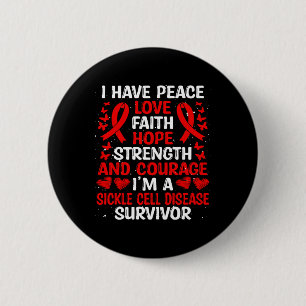 Macaron Rond 5 Cm Survivant Peace Hope Aimer Maladie de la faucille