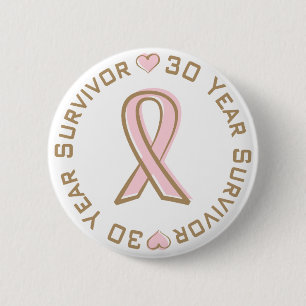 Macaron Rond 5 Cm Survivant rose de cancer du sein de ruban 30 ans