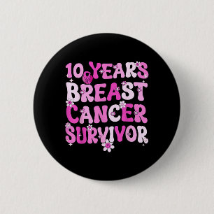 Macaron Rond 5 Cm Survivante du cancer du sein depuis 10 ans Cancer