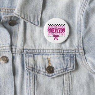 Macaron Rond 5 Cm Survivante du cancer sein rose