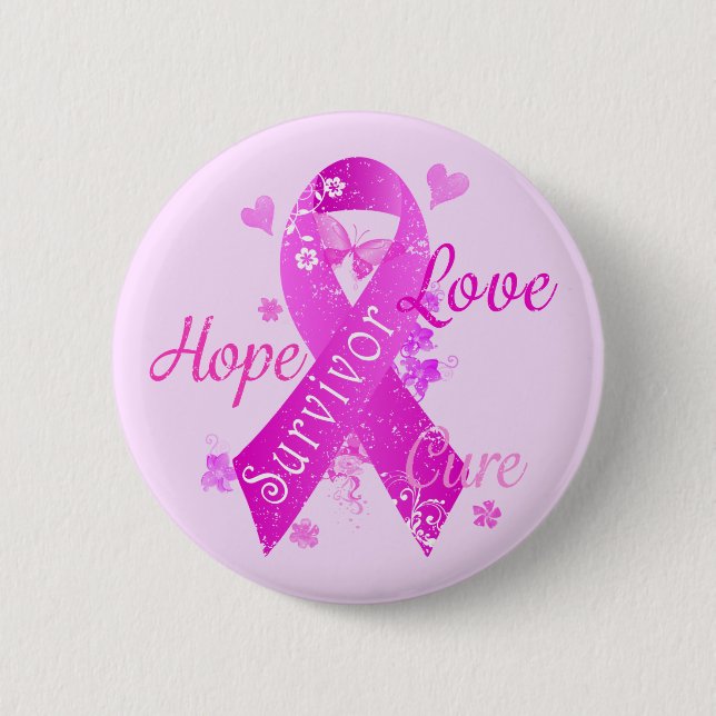 Macaron Rond 5 Cm Survivor Love Hope Cure (Devant)