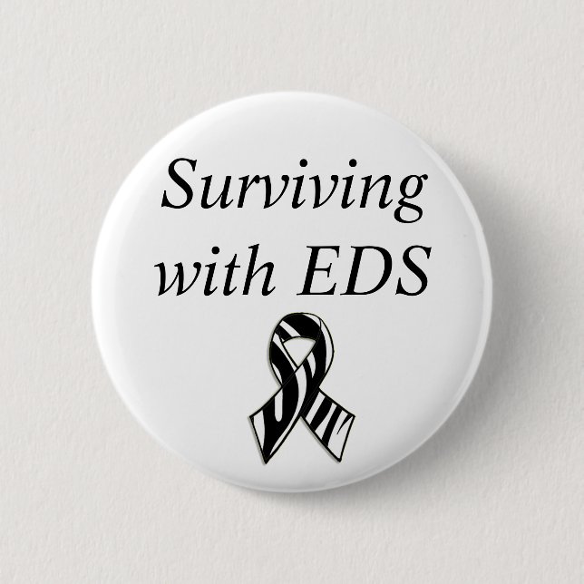 Macaron Rond 5 Cm Survivre avec EDS Ehlers-Danlos Syndrome Ruban (Devant)