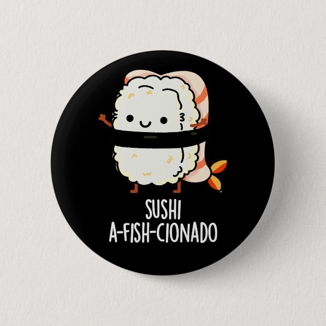 Macaron Rond 5 Cm Sushi A-fish-Cionado Amusant Nourriture Poisson Pu (Devant)