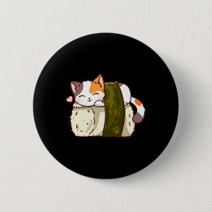 Macaron Rond 5 Cm Sushi Cat Kawaii Anime Neko Japonais