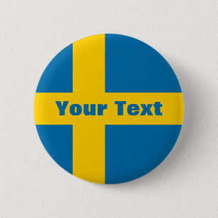 Macaron Rond 5 Cm Sweden Flag Your Text Button