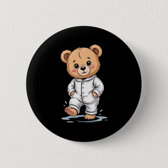 Macaron Rond 5 Cm Sweet Dreams Cool Teddy Bear With Pajamas Premium  (Devant)