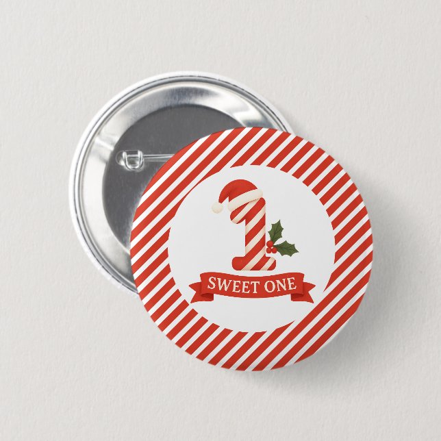 Macaron Rond 5 Cm Sweet One Christmas Premier anniversaire (Devant & derrière)