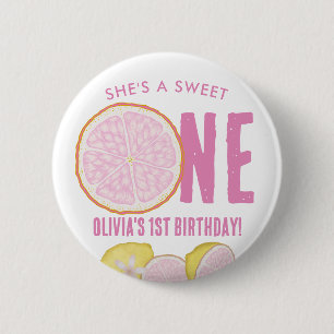 Macaron Rond 5 Cm Sweet One Lemon Thème Anniversaire