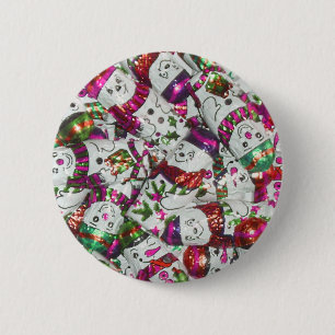 Macaron Rond 5 Cm Sweet Snowmen Bouton rose