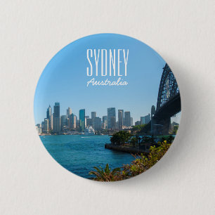 Macaron Rond 5 Cm Sydney Harbour Bridge & Opera House Skyline