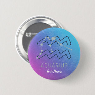 Macaron Rond 5 Cm Symbole Aquarius Zodiac Star Horoscope Constellati